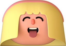 Horizontal Oval 3D Head - American School Girl