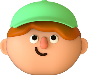 Horizontal Oval 3D Head - Young School Boy