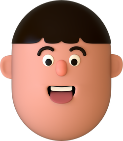 Vertical Oval 3D Head - Young Korean Guy